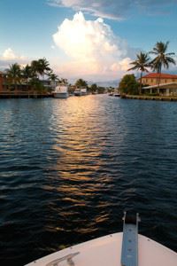 View of the water and sky from a boat
